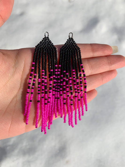 Black Pink Ombré Fringes