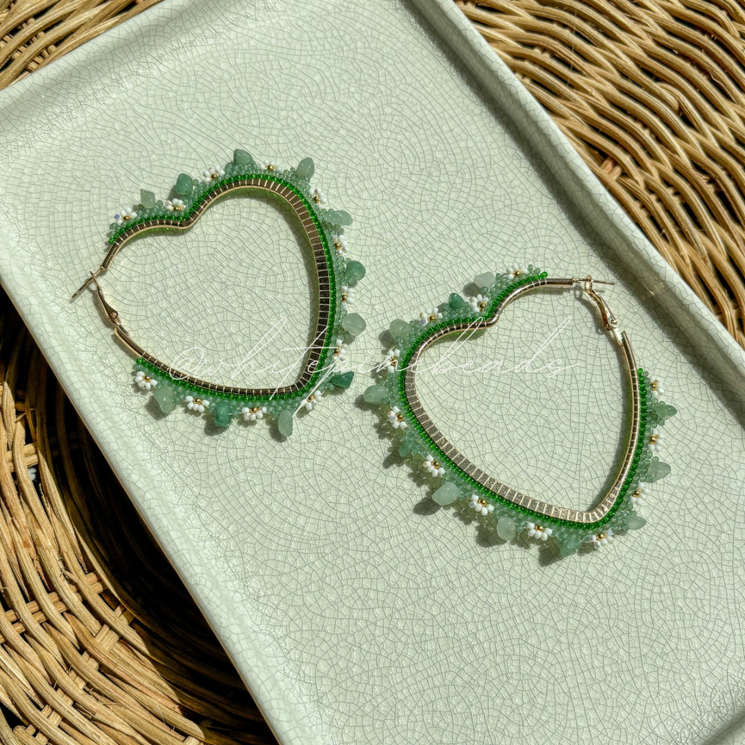 Large Crystal Heart Hoops