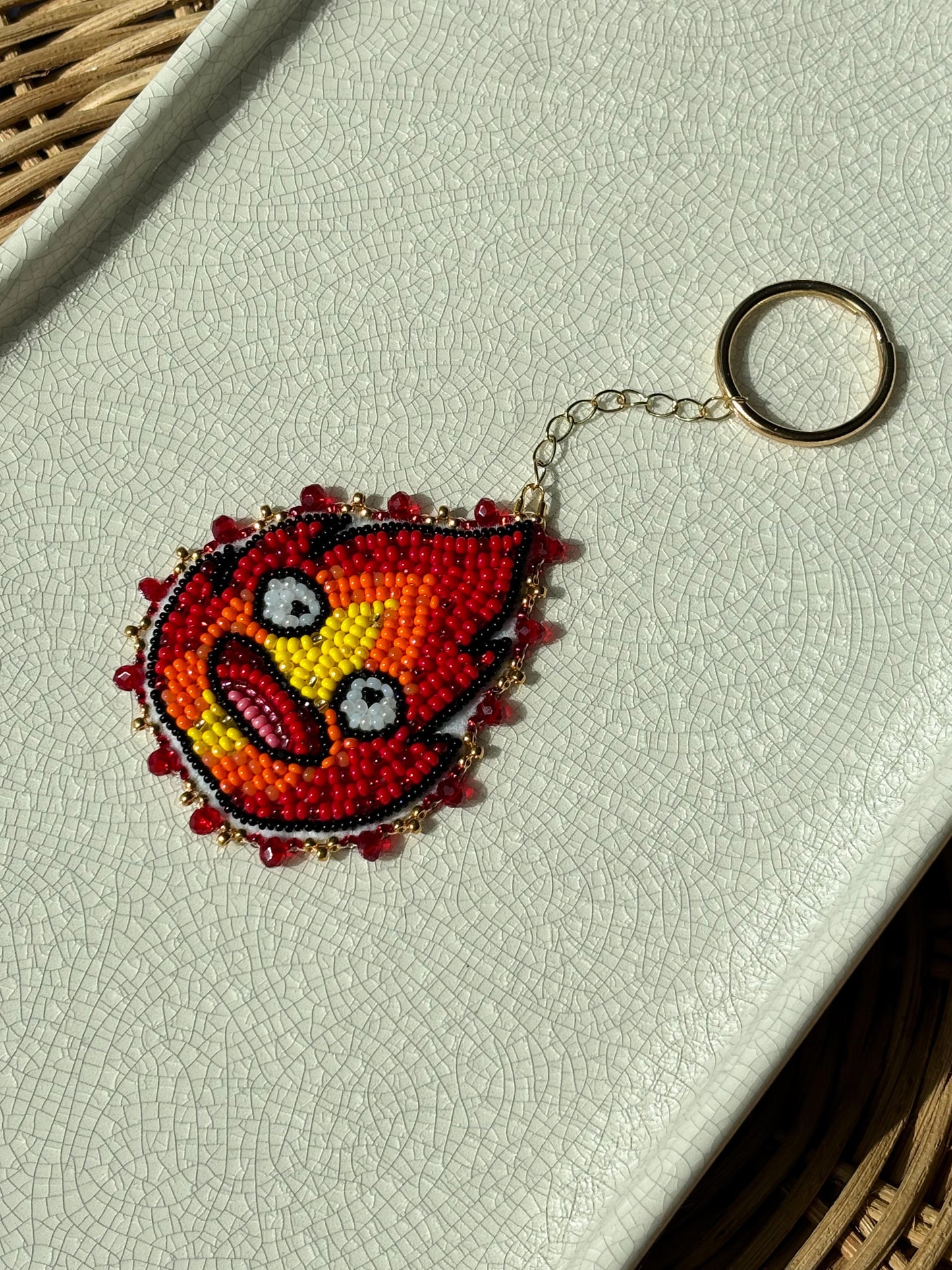 Calcifer Beaded Keychain