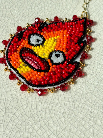 Calcifer Beaded Keychain