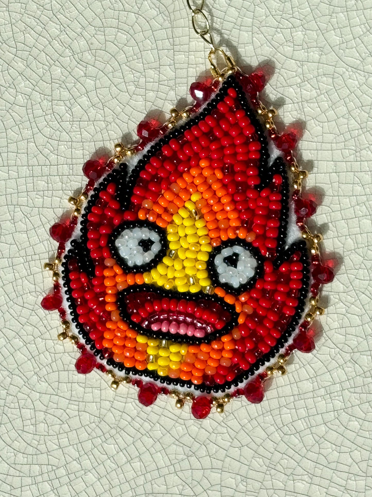 Calcifer Beaded Keychain