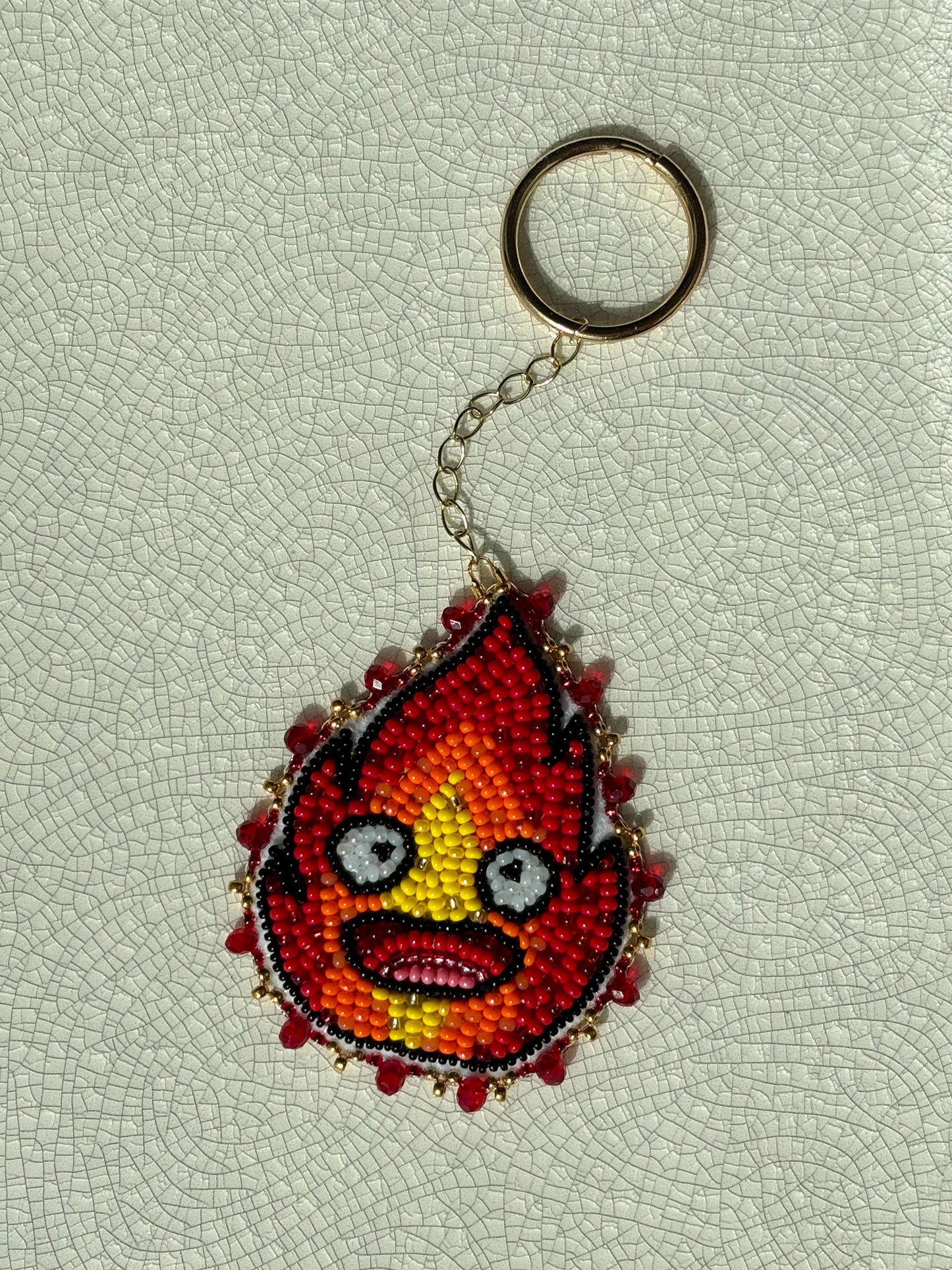 Calcifer Beaded Keychain