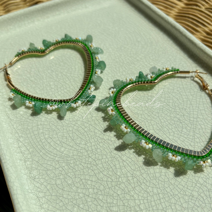 Large Crystal Heart Hoops